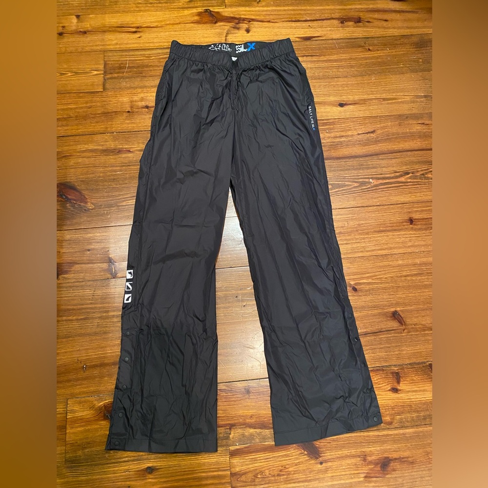 Salt Life SLX Men's Rain Pants Elastic Waist Mesh Pockets Snap Legs NWT